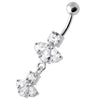 Radiant Jeweled Belly Ring - 316L Surgical Steel & Sterling Silver Charm