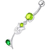 Vibrant Jeweled Flower Belly Ring ? Stylish Silver & Surgical Steel Design