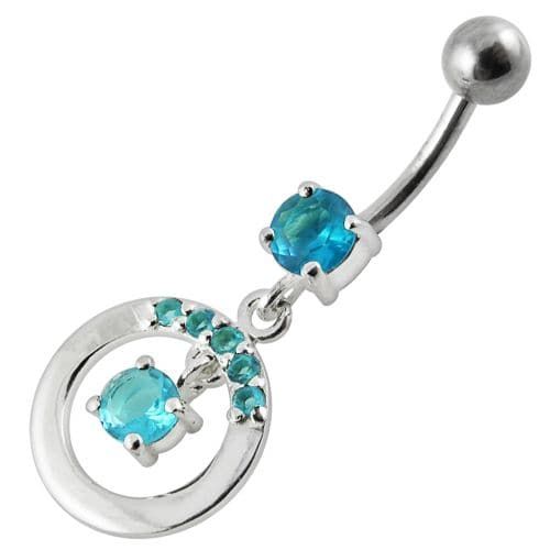 Trendy Jeweled Sterling Silver Banana Bar Belly Ring - Shop Now!