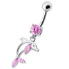 Trendy Jeweled Dolphin Belly Ring – Stylish 316L Surgical Steel & Silver Charm