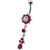 Radiant Jeweled Flower Belly Ring - Stylish 14g Curved Bar for Trendy Shoppers