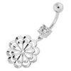 Chic 316L Surgical Steel Jeweled Belly Ring with Sterling Silver Charm