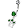 Elegant Silver Crown Jeweled Belly Ring - Trendy Body Jewelry for You!