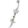 Trendy Jeweled Lizard Belly Ring - Stylish 14g Sterling Silver Charm