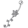 Elegant Silver Flower Belly Ring - Sterling Chic & Trendy Body Jewelry