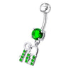 Chic Sterling Silver Lock & Key Belly Ring - Sparkle with Style!