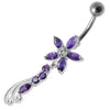 Radiant Sterling Silver Jeweled Flower Belly Ring - Trendy 14g Navel Jewelry