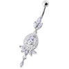 Trendy Sterling Silver & Surgical Steel Belly Ring with Elegant Stone Charm