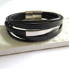 Stylish Men's Multi-Strand Black Leather Bracelet - Perfect Gift Accessory!