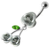 Elegant Jeweled Roses Belly Ring - Trendy 316L Surgical Steel & Sterling Silver