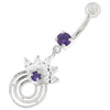 Sparkling Crown Charm Belly Ring - 316L Steel & 925 Silver Elegance