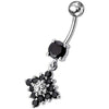 Sparkling Flower Dangle Belly Ring - Elegant CZ Gemmed Body Jewelry