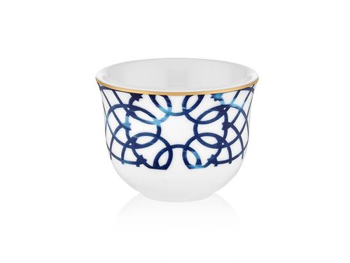 Evaliza Charming Espresso Cups - Hand-Decorated Blue Blanc Bianca - 90cc