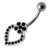 Trendy Heart Silver Belly Ring - Sparkling SS Banana Bar Navel Jewelry