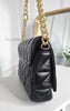 Chic Green Faux Leather Padded Handbag with Glamorous Chain Detail