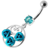 Trendy Jeweled Roses Belly Ring - Chic Surgical Steel & Sterling Silver Design!