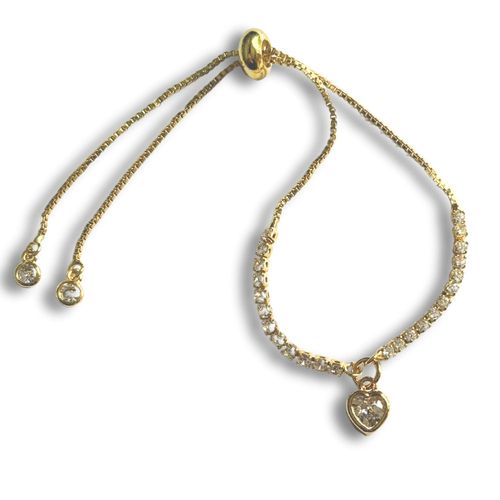 Sparkling Gold Heart Charm Bracelet - Perfect Gift for Any Occasion!