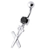 Trendy Jeweled Scissor & Comb Belly Ring - Chic Surgical Steel Accessory