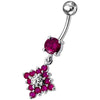 Sparkling Flower Dangle Belly Ring - Elegant CZ Gemmed Body Jewelry