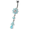 Radiant Jeweled Flower Belly Ring - Stylish 14g Curved Bar for Trendy Shoppers