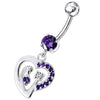 Trendy Jeweled Heart Belly Ring - Surgical Steel & Sterling Silver Elegance