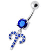 Trendsetting Jeweled Dangling Belly Ring - 316L Steel & Sterling Silver Charm