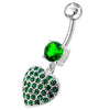 Trendy Jeweled Heart Belly Ring - Dazzling Sterling Silver & Surgical Steel