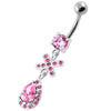 Charming 925 Silver Jeweled Tear Drop Belly Ring - Dazzle Your Style!