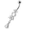 Stunning Jeweled Navel Belly Ring - 316L Steel & Sterling Silver Elegance!