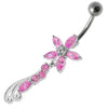 Radiant Sterling Silver Jeweled Flower Belly Ring - Trendy 14g Navel Jewelry