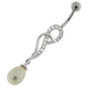 Trendy Jeweled Pearl Belly Ring - Stylish Silver Curved Bar Jewelry