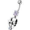 Trendy Jeweled Gothic Skull Belly Ring - Stylish 14g Silver Dangle Jewelry