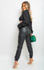 Selene High Waisted Faux Leather Cargo Trousers: Edgy Elegance Redefined!