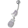 Elegant Jeweled Belly Ring - 14g Surgical Steel & Sterling Silver Charm