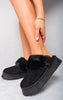 Chic & Cozy: Kelly Faux Fur Trim Chunky Platform Slippers for Stylish Comfort!