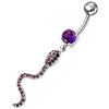 Trendy Jeweled Snake Belly Ring - Stunning Sterling Silver Charm!