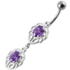 Trendy Jeweled Belly Ring - Elegant 316L Surgical Steel & Sterling Silver Charm