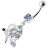 Trendy Silver Jeweled Butterfly Belly Ring - Elegant 14g Design!