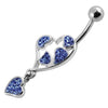 Trendy Heart & Banana Dangle Belly Ring: 316L Steel & Sterling Silver Charm