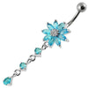 Chic Flower Jeweled Belly Ring - 316L Steel & Sterling Silver Elegance!