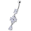 Trendy Sterling Silver Flower Belly Ring - Elegant Body Jewelry for Shoppers!