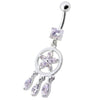 Trendy Sterling Silver Belly Ring - Sparkling Dangling Charm 14g