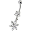 Chic Floral Dangle Belly Ring - 316L Steel & Sterling Silver Elegance!