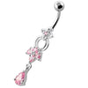 Stunning Jeweled Navel Belly Ring - 316L Steel & Sterling Silver Elegance!