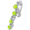 Stunning Jeweled 8-Star Belly Ring - Surgical Steel & Sterling Silver Elegance