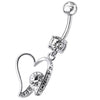 Trendy Jeweled Heart Belly Ring - Stunning 316L Steel & Sterling Silver Charm