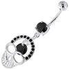 Enchanted Jeweled Skull Belly Ring: 925 Silver & Sparkling Zirconia