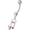 Chic Skeleton Jeweled Belly Ring - Trendy 14g Surgical Steel Body Jewelry