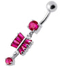 Trendy Sterling Silver Banana Belly Ring - Dazzling 316L Steel Charms!