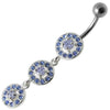 Elegant Vintage Style Dangling Belly Ring - 316L Steel & Sterling Silver